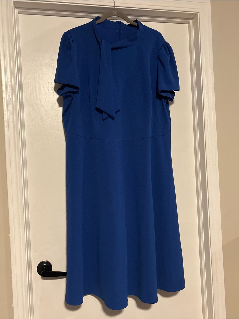 ⭐️Elegant Cobalt Blue Midi Dress with Neck Tie